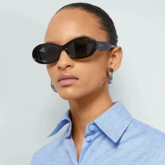 NEW GG1527S 001 GUCCI BLACK GREY OVAL WOMEN GUCCI SUNGLASSES NEW GG1527S 001 GUCCI BLACK GREY OVAL WOMEN GUCCI SUNGLASSES